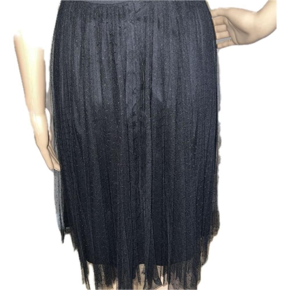 Adrianna Papell Black Pleated Polk Dot Tulle Dress Women’s Size 8 - Picture 4 of 8